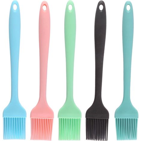 Brush À Huile - En Silicone Souple - Pour Grill Extérieur Et Cuisson Au Four - 20,6 X 3,5 Cm - Gris Blanc - 1 Pièce (1/5)