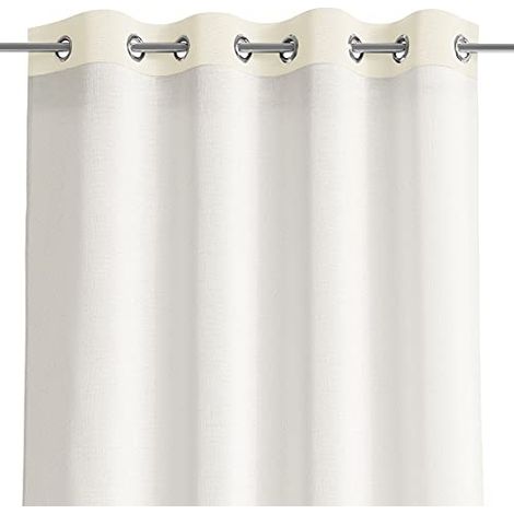 AMELIAHOME RIDEAU 140 X 250 CM - 1 RIDEAU SEMI-TRANSPARENT À ½ILLETS - ASPECT VELOURS - CRÈME 38630