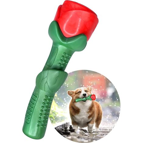 Jouets à mâcher pour chien, jouet à mâcher pour chiot en forme de rose, jouets indestructibles pour chien pour une mastication agressive, jouets à mâcher pour la dentition et le nettoyage des chiots. (1/5)