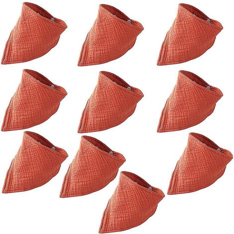 10er-Pack Baumwoll-Lätzchen für Babys (Jungen und Mädchen), 10 einfarbige Varianten, ideal zum Zahnen und Sabbern – Rot