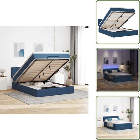Coprimaterasso - vidaXL Pouf Letto con Materasso e LED Blu 140x190 cm - Letto con testiera