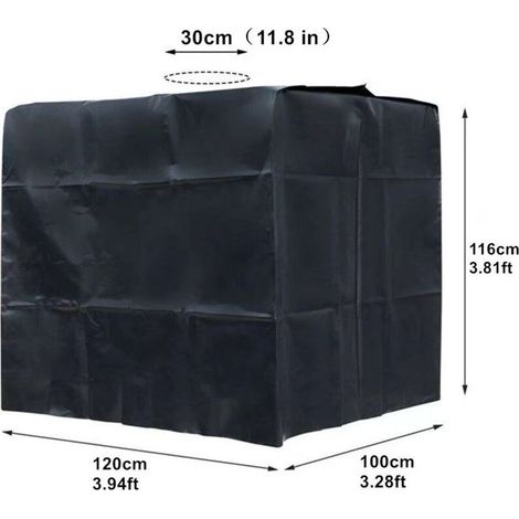 Housse de protection pour réservoir d'eau extérieur de 1 000 litres, imperméable et anti-poussière, tissu Oxford, protection solaire, outil d'extérieur (noir) (1/4)