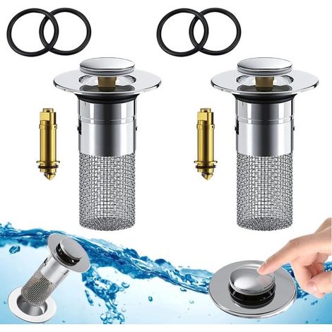 2-teiliger Universal-Waschbeckenstöpsel mit Haarfänger – Pop-up-Ablaufstopfen 34–40 mm (1/5)