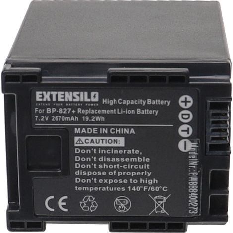 EXTENSILO Akku kompatibel mit Canon Flash Memory FS11, FS100, FS10 Videokamera Camcorder (2670 mAh, 7,2 V, Li-Ion) (1/3)
