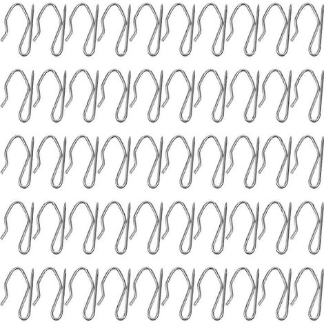 50 crochets de rideau métalliques en acier inoxydable en forme d'oreille et de S (1/5)