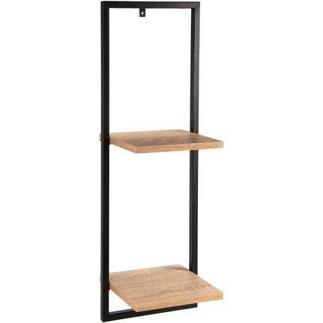 Mensola da parete in metallo con piano in legno 25x20x75 cm rovere
