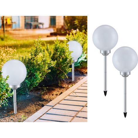 LED Solarkugeln Garten - 2er SET, Leuchtkugel Ø 25cm mit Erdspieß (1/5)