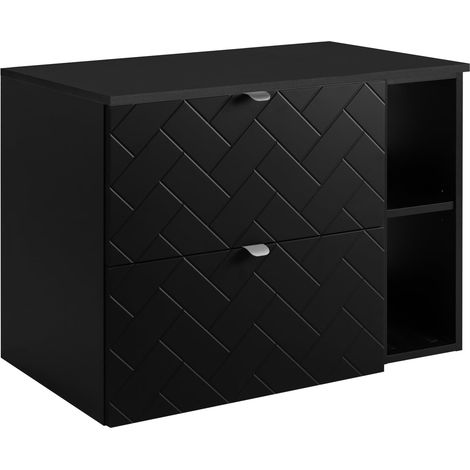 Mobile da bagno, Nero Opaco, 80 x 57 x 46 cm, Maniglie Argento (1/5)
