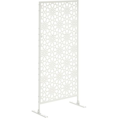 Panneau brise vue décoratif extérieur blanc à motif en métal - 92 x 45 x 198 cm - Structure Rigide Haute Résistance (1/5)