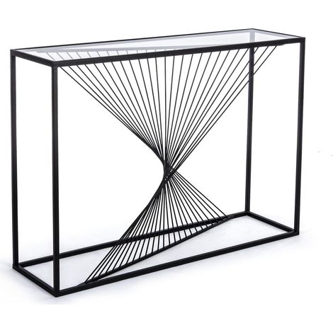 Consolle Vetro Nero Industriale da Interno 107x30 cm - WILLIAM