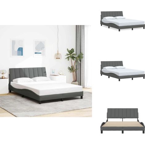 Bettgestell ohne Matratze Dunkelgrau 140x200 cm Stoff - Bettgestell - Bettgestelle - Bettrahmen - Bett (1/5)