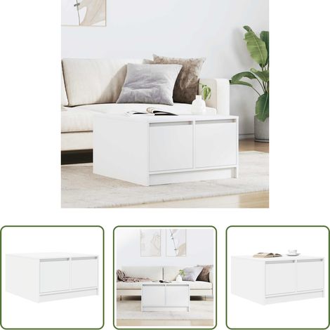 Rangement - Table basse avec tiroirs blanc 70,5x70x40 cm (1/5)