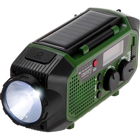 Radio emergencia multifunción solar/dinamo/usb 4000 mah cr1919, verde, 181 x 72 x 82 mm
