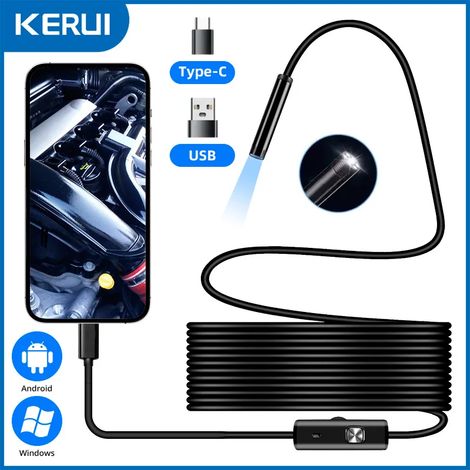 Caméra endoscopique Android (câble rigide de 7 mm, 2 m), mini caméra étanche à LED pour la détection de véhicules (1/5)