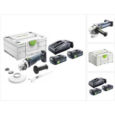 Festool AGC 18-125 EB-Basic Amoladora angular sin cable 18 V 125 mm sin escobillas + 2x batería 3,0 Ah + cargador + Systainer