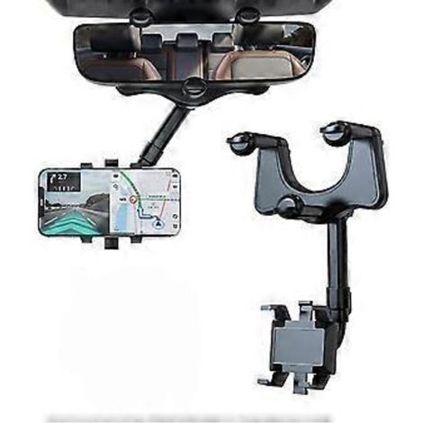 Support de téléphone pour rétroviseur de voiture - Support de téléphone de voiture rotatif à 360° et rétractable, compatible avec tous les smartphones (1/5)