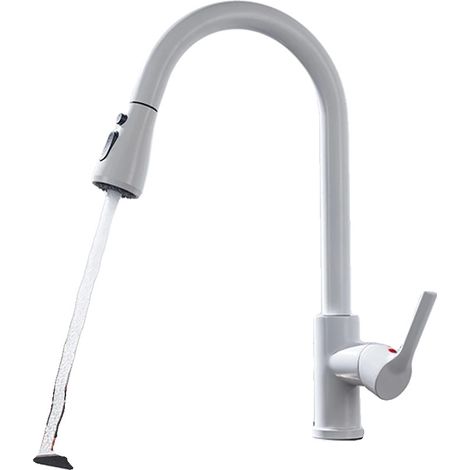 Rubinetto da cucina con doccetta estraibile, design contemporaneo, CF04043WHWM Bianco (1/2)