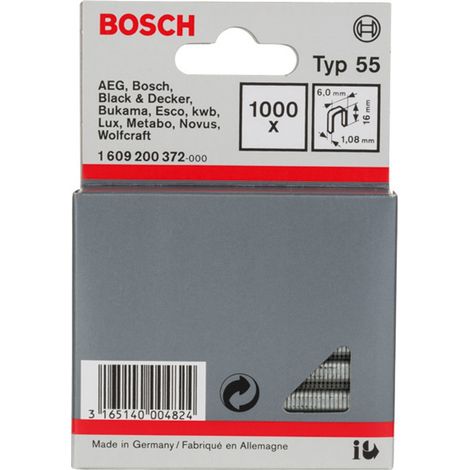 Bosch Schmalrückenklammer Typ 55, 16, 1000er-Pack, für Druckluftnagler/Drucklufthefter (1/5)