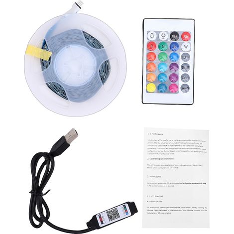 Bande LED RGB 5M Ruban Lumineux 5050 Télécommande Application Bluetooth Changement de Couleur Sync Musique Décoration Intérieure (1/5)