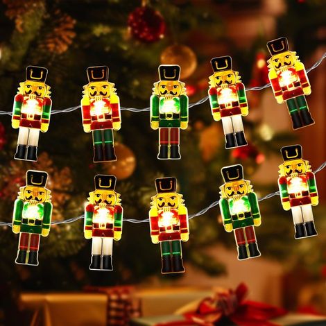 Guirlande lumineuse féérique de Noël, 3 m, 30 LED, motif soldats et casse-noisette, à piles, pour intérieur et extérieur. Idéale pour sapin de Noël, cheminée, fête, jardin. (1/5)