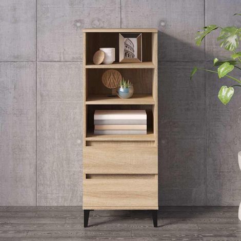 Buffet haut-Armoire de rangement Chêne sonoma 40x36x110 cm Bois d'ingénierie 474042 (1/5)