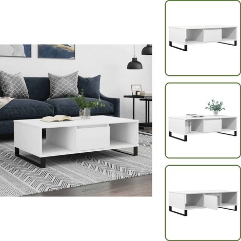 Couchtisch Weiß 104x60x35 cm Holzwerkstoff - Couchtisch - Wohnzimmerschreibtisch - Beistelltisch - Weißer Couchtisch - Holzt Tisch (1/5)