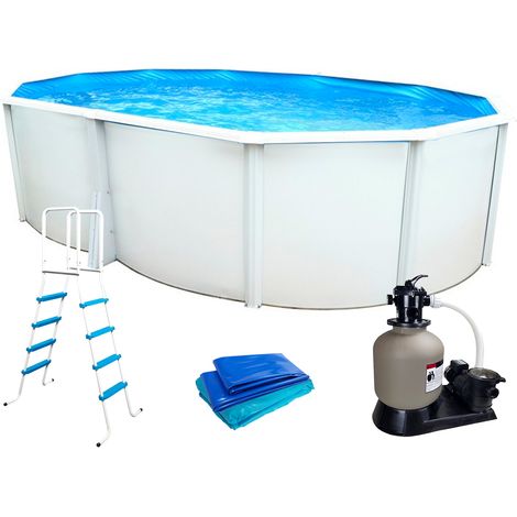 Piscine hors-sol acier Toi IBIZA Prestige ovale 550X366X132cm filtre à sable (1/5)