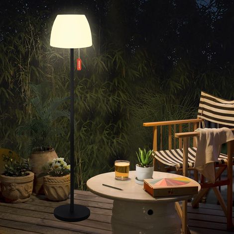 Lampadaire solaire extérieur avec capteur de lumière, intensité variable en blanc chaud et RVB - Lampadaire sans fil rechargeable par batterie - Étanche LED pour terrasses, jardin.