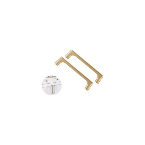 2pcs Poignee de Meuble Cuisine en Laiton Brossé, 96mm Entraxe de trou Poignées de Armoire de Style Européen, Poignée de Alliage de Zinc (Vis inclus) (1/5)