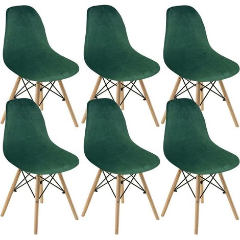 Lot de 6 housses de chaise en velours style coquillage, design moderne mid-century pour salle à manger (1/3)
