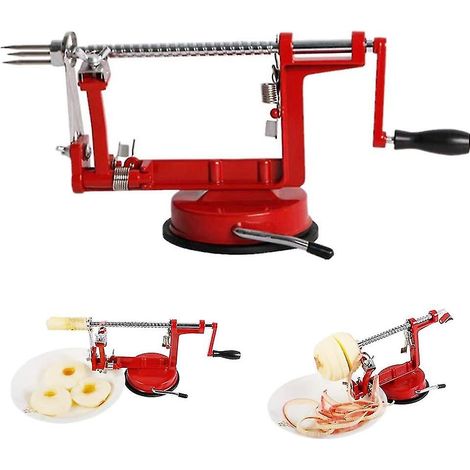 Apple Peeler Corer SlicerÉplucheurs 3 en 1 en acier inoxydable avec spirale durable à base d'aspiration Éplucheurs de pommes multicolores Slicercast Iron (1/5)