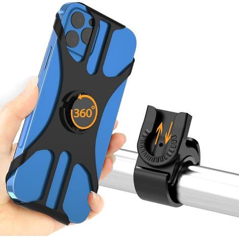 Handyhalterung, universelle Fahrradhalterung mit aktiver Vibrationsdämpfung, 360° drehbar für MTB, Motorrad und Fahrrad, kompatibel mit iPhone 17/16/15/14/13/12/11/Pro Max, Smartphones von 4,5"-7,0" ( (1/5)
