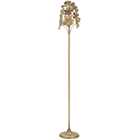 Portacandele Flowy piantana media in ferro dorato — Ø 17 x H 93 cm