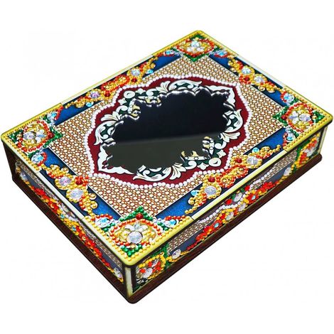 Scatola decorativa con ricamo a diamante, portagioie, specchio - Motivo fiabesco (1/5)