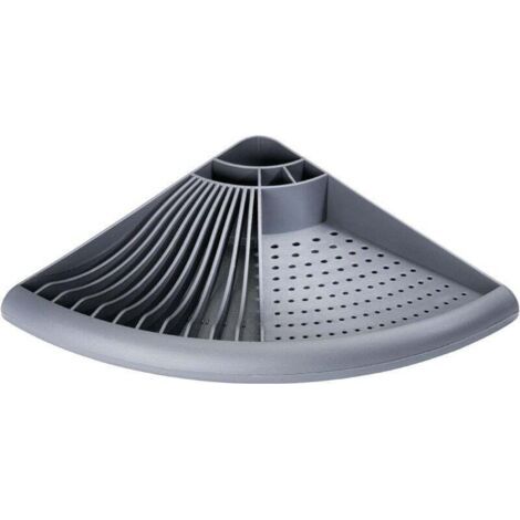 Égouttoir Vaisselle Plastique, Egouttoir d'angle gain de place, Plastique, 35x9x35 cm, Gris (1/4)