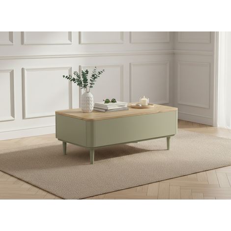 BOBOCHIC - Table basse avec tiroirs ANYRA pieds en bois massif   Vert