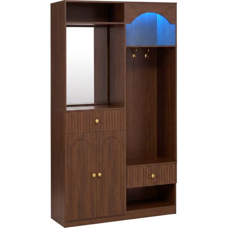 Vestiaire compact avec miroir et banc, vestiaire d’entrée avec meuble à chaussures et crochets, crochets à vêtements, vestiaire compact, ensemble de meubles d’entrée, vestiaire d’entrée (1/5)