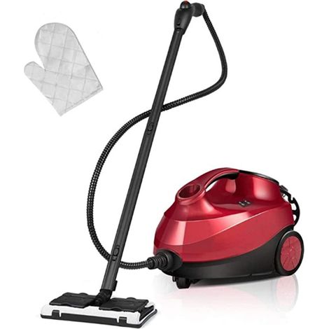 Steam cleaner with 19 accessories and 1.5 litre tank for cleaning carpets, 2000W steam cleaner for floors and windows, red
