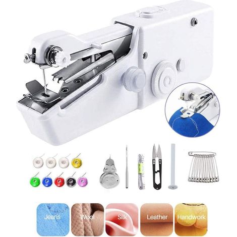 Machine à coudre portable, mini machine à coudre pratique, machine à coudre électrique portable pour couture rapide et facile, vêtements, tissus pour enfants et animaux, bricolage, usage domestique ou
