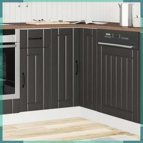 853748 Armoire d'angle de cuisine Lucca noir bois d'ingénierie (1/5)