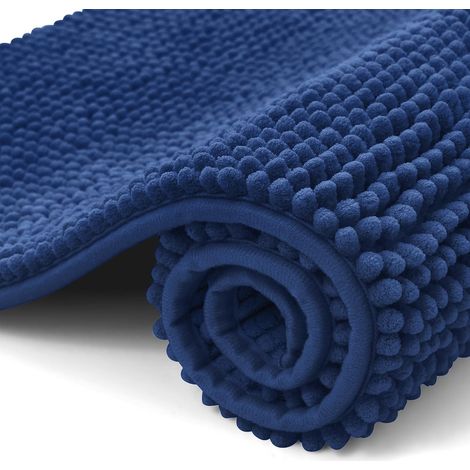 1 Tapis de bain, Chenille, Antidérapant, Absorbant, Lavable machine, Salle de bain