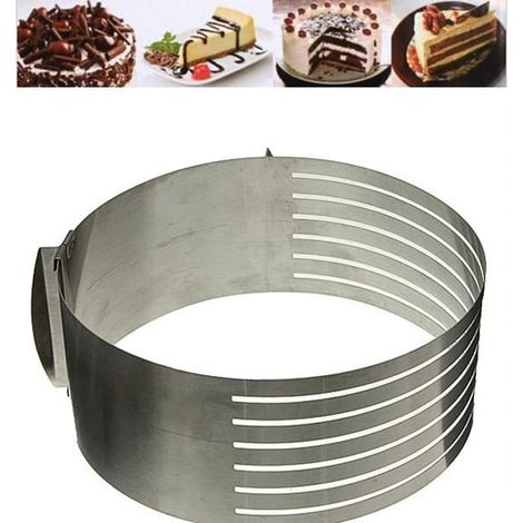 Moule Cercle Gâteau Extensible Inox Cadre patisserie coupe trancher mousse (1/4)