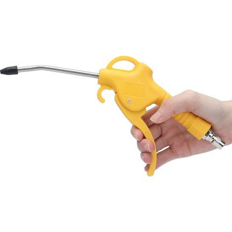Soufflette haut débit, Buse coudée à flux d'air stable avec embout en caoutchouc, Accessoires pour compresseur pneumatique, Outil de nettoyage de poussière, Jaune (1/5)