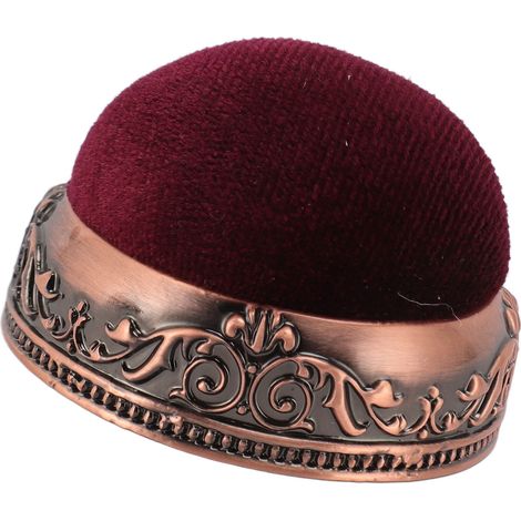Vintage Nadelkissen mit weichem, elastischem Metallsockel in Halbkugelform, Retro-Nadelkissen zum Nähen und Quilten, Sockel aus roter Bronze, roter Typ (1/5)