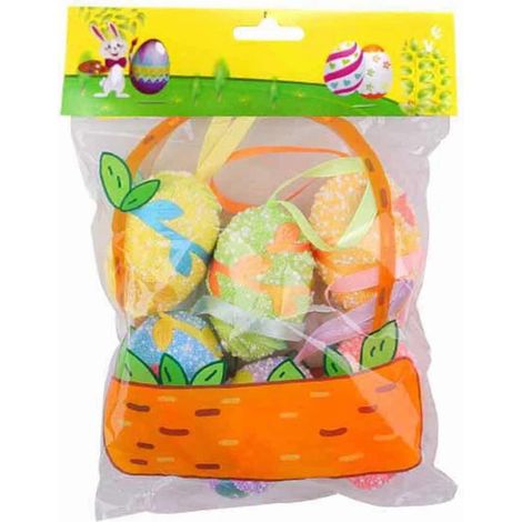 bunte Schaumstoffeier zum Aufhängen, ideal als Weihnachtsbaumschmuck, Füllmaterial für Geschenkkörbe und Partydekoration. (1/5)