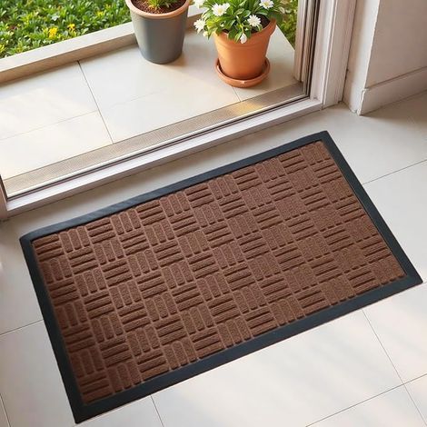 Outdoor Doormat Waterproof Non Slip Porch Patio Door Mat Easy Clean Floor Mat Brown 45x75cm (1/5)