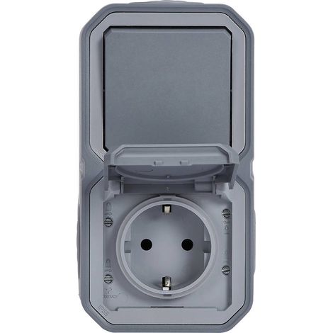 LEGRAND, PLEXO NEW 069746L INTERRUPTEUR MARCHE/ARRÊT UNIVERSEL POUR PIÈCES HUMIDES (1 PÔLE) ET PRISE AVEC CONTACT DE PROTECTION (1/3)