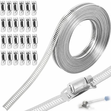 10M Collier de serrage inox métallique Réglables de Tuyau Clips (1/5)