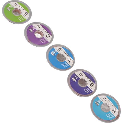 Kit de 5 mèches à dessouder en cuivre de 1,5 mm, 2 mm, 2,5 mm, 3 mm et 3,5 mm de largeur et de 1,5 m de longueur. (1/5)