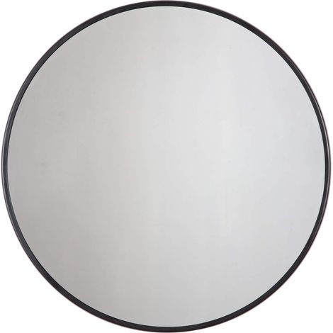 Mirror Rond - Verre Haute Définition 40 cm - Cadre Métallique Carré Noir - Pour Salle De Bain Chambre Salon Couloir - 1 Pièce (1/5)